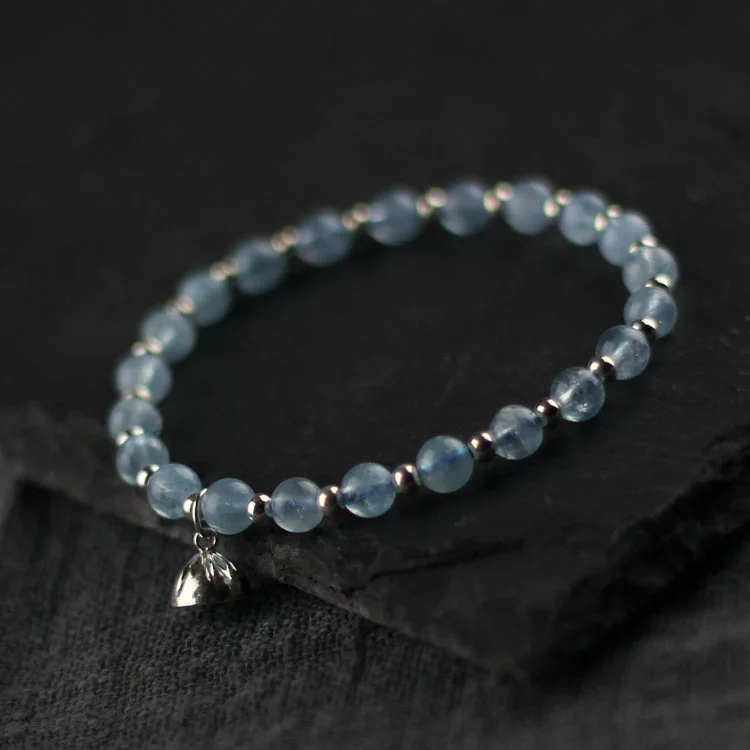 Charm Ladies 6mm Aquamarine Bead Bracelets Crystal Chakra Bracelet for Women