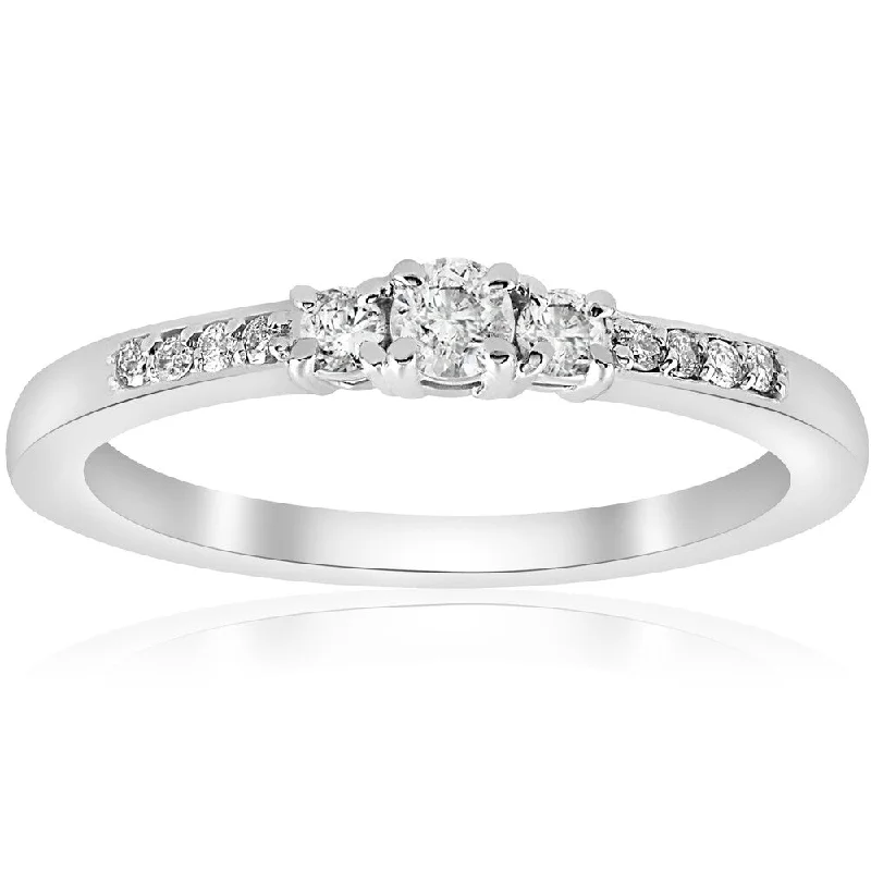 14K White Gold 1/4 ct TDW Diamond Three Stone Engagement Ring (J-K,I2-I3)