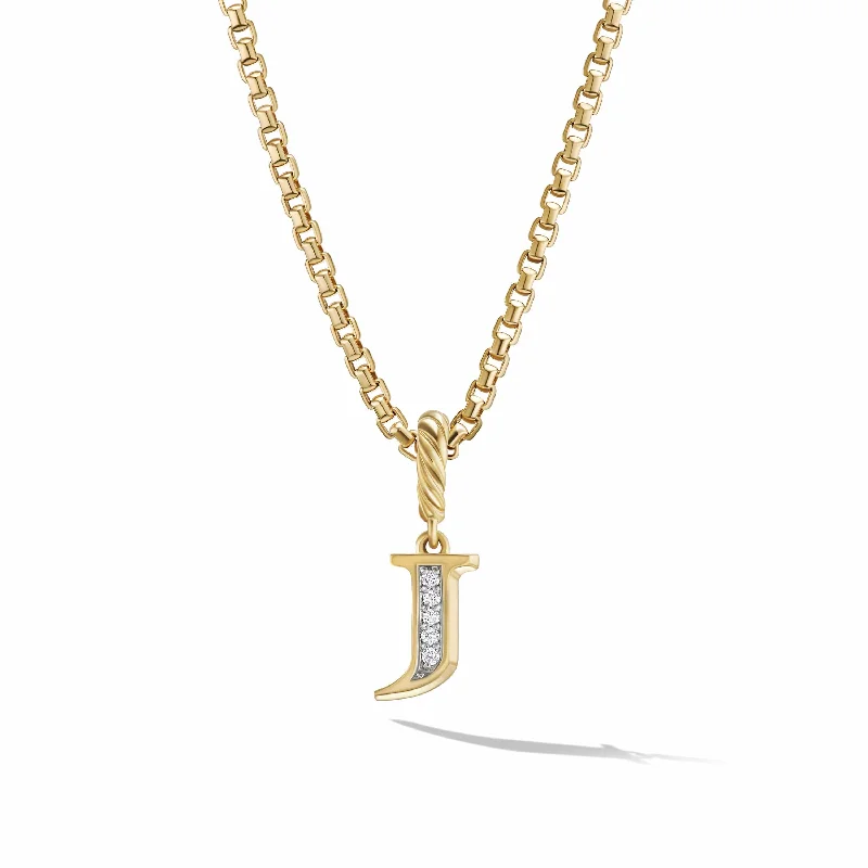 Pave Initial Pendant in 18K Yellow Gold with Diamonds