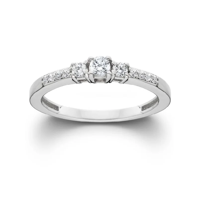 1/2ct Three Stone Round Diamond Engagement Ring White Gold