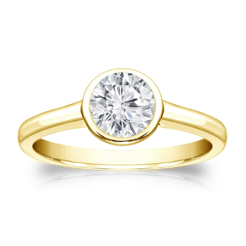 Auriya 14k Gold 1/2 carat TW Bezel-set Solitaire Diamond Engagement Ring