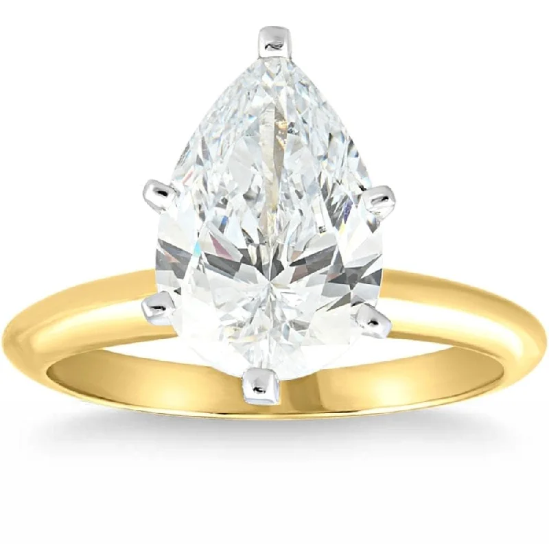 Certified 1.69Ct Pear Diamond Solitaire Engagement Ring Lab Grown