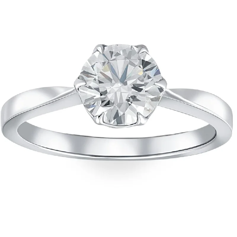 Certified 1.51CT Round Cut Diamond Solitaire Engagement Ring White Gold