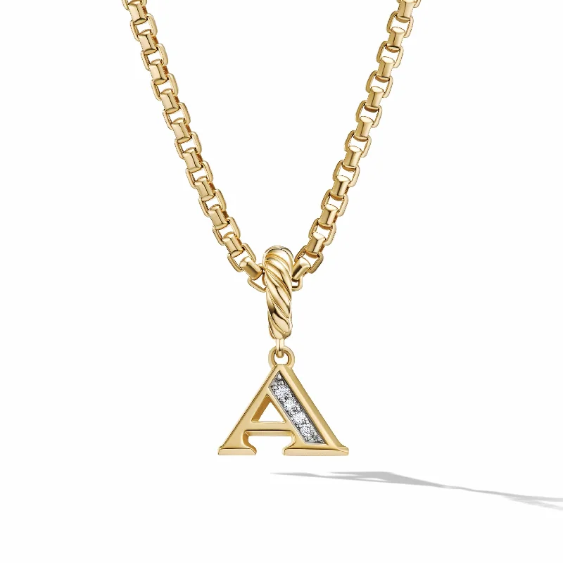 Pave Initial Pendant in 18K Yellow Gold with Diamonds