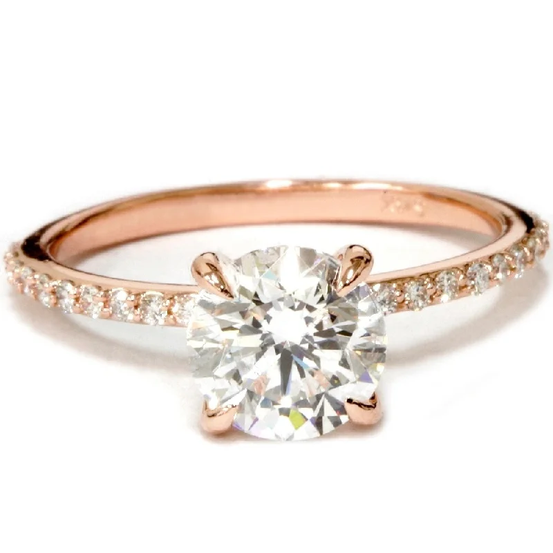 Pompeii3 Diamond 14k Rose Gold 1 3/4 ct TDW Diamond Clarity Enhanced Engagement Ring with Accents - White