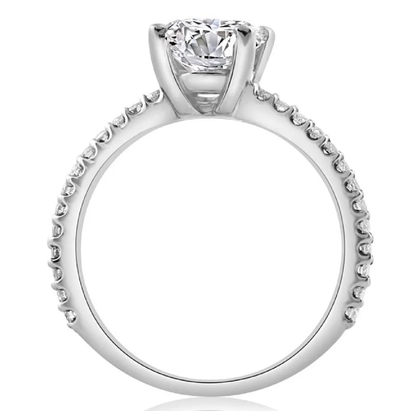 Certified 2.50Ct Oval Lab Grown Diamond Engagement Ring in White Gold