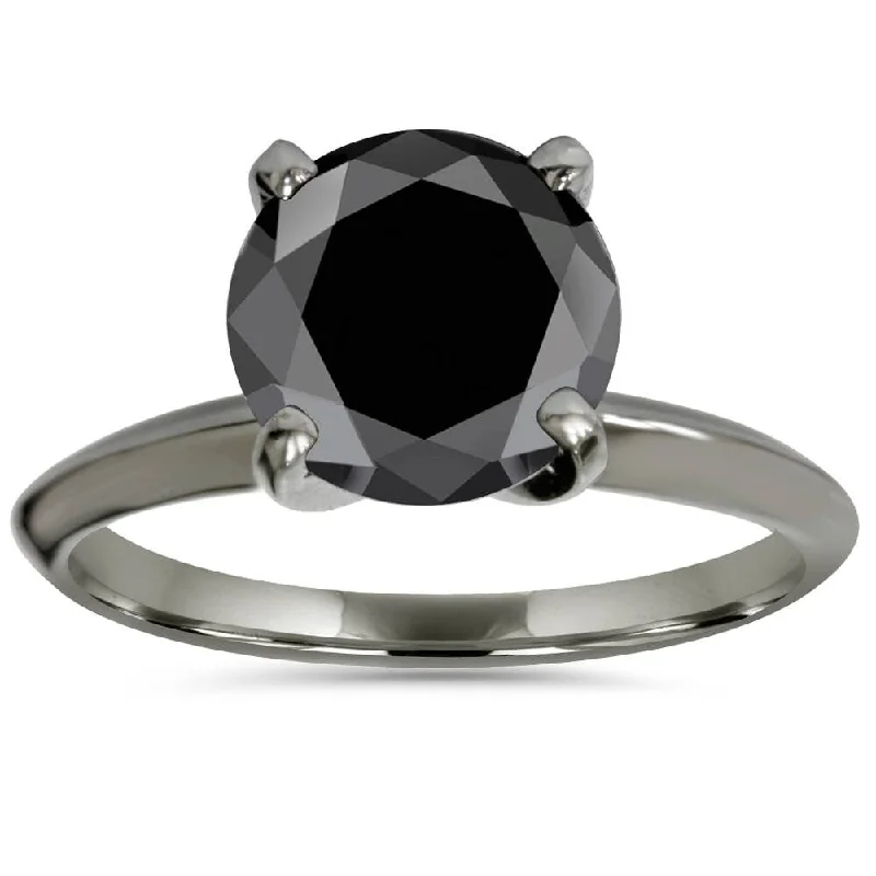 Pompeii3 14k Black Gold 2 Ct TDW Solitaire Black Diamond Engagement Ring