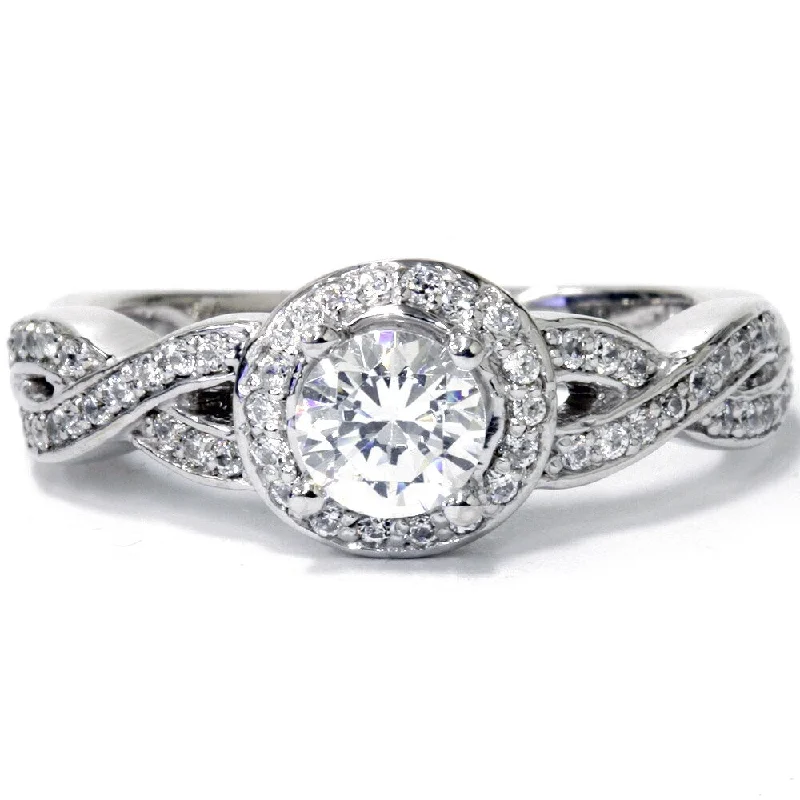 14k White Gold 1ct TDW Diamond Vintage Engagement Ring