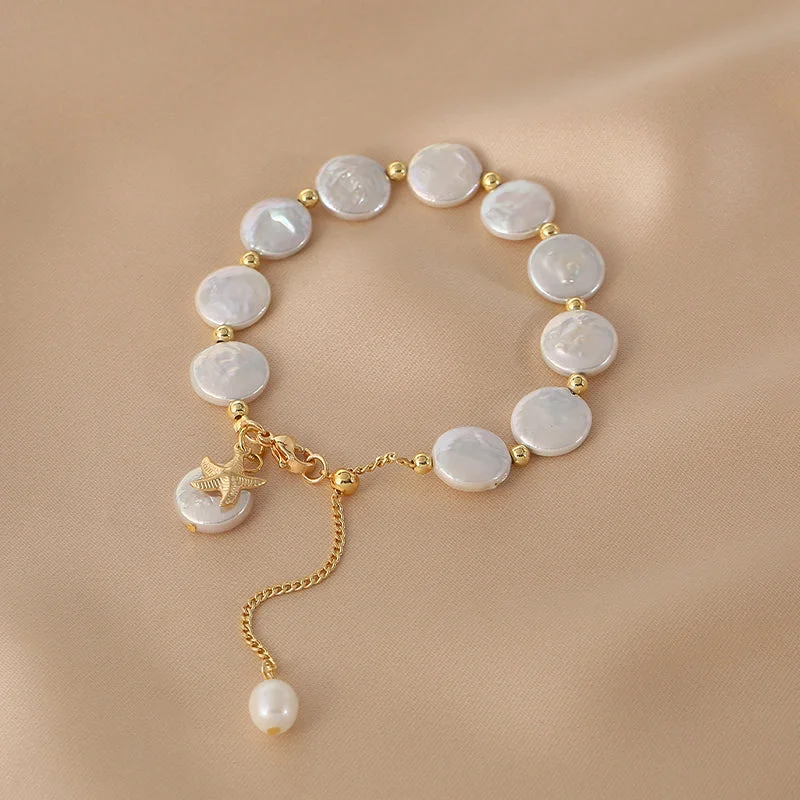 Baroque Womens Pearl Bracelet Charm Beaded Bracelets For Women