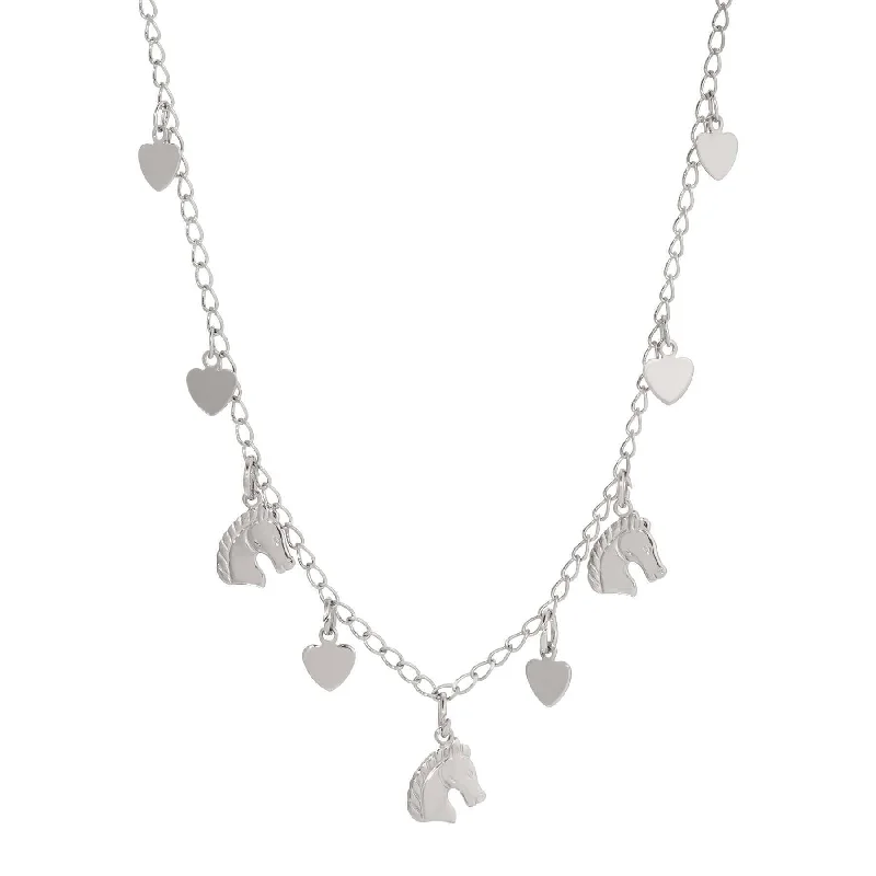 1928 Jewelry Equine & Heart Charms Necklace 16"